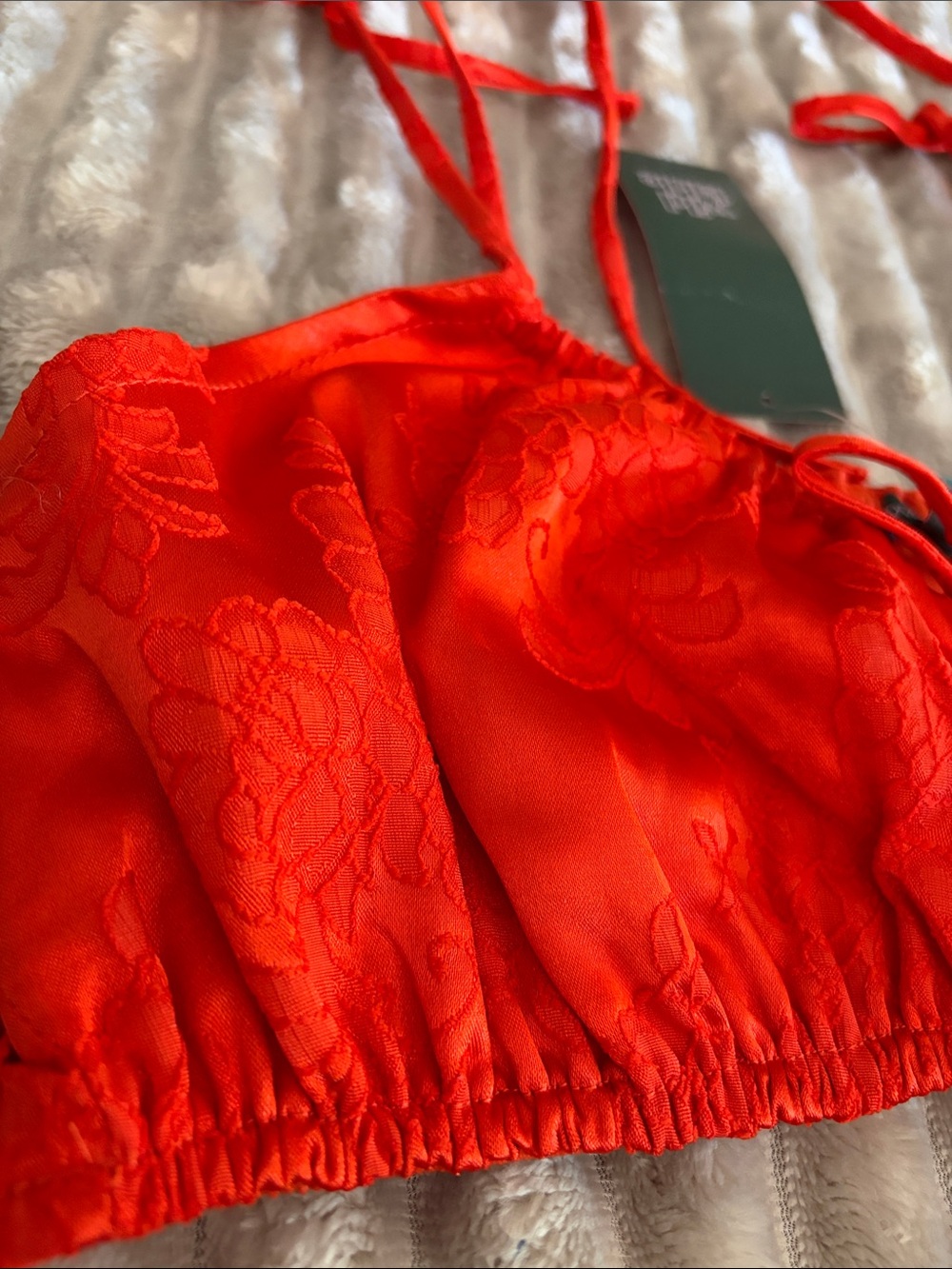 Wild fable Red Satin Lace Tie-Strap Crop Top - Picture 2 of 5